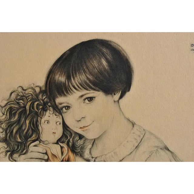 Walter Sauer, Portrait of a Child and Her Doll, Signed Engraving For Sale - Image 7 of 8