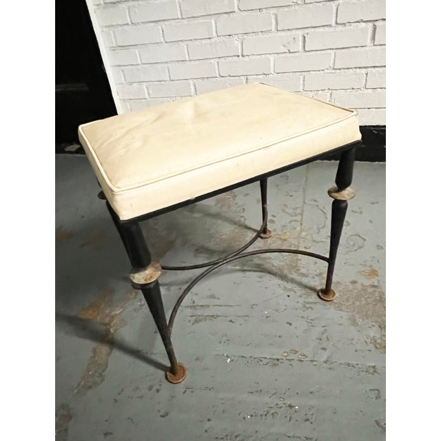 1960s Black Iron Stool With Brass Accents For Sale - Image 12 of 12