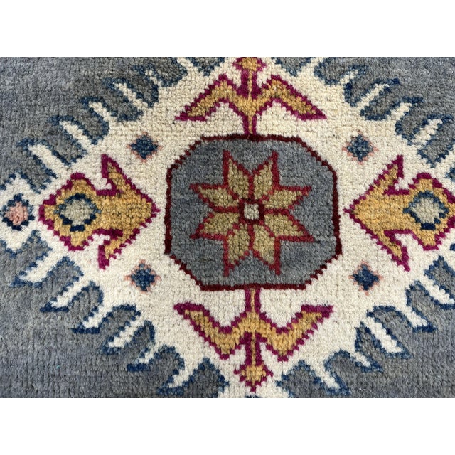 Gray Kazak Wool Rug With Star Medallion, 5'8" X 7'10" For Sale - Image 11 of 16