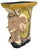 A hand-painted ceramic elephant garden stool or pedestal with an allover crackle glaze and richly detailed decorative...