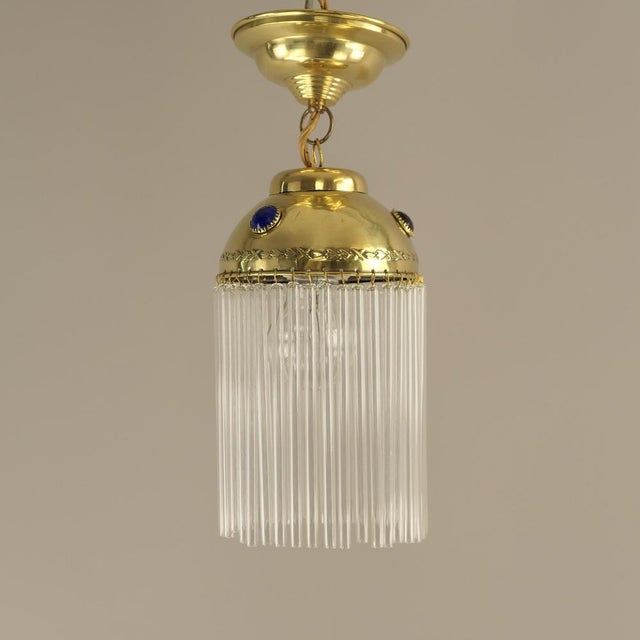 Art Nouveau Hanging Lamp with Glass Rods, France, 1910s For Sale - Image 10 of 10