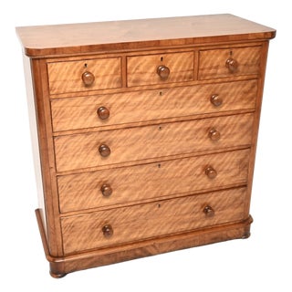 Large Antique Victorian Satin Wood Chest of Drawers, 1840 For Sale