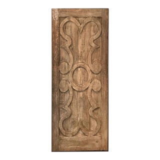 Rustic Hand-Carved Solid Wood Barn Door – Classical Scroll Pattern For Sale