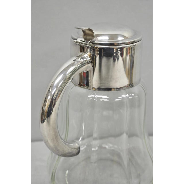 Antique Victorian German Silver Plated Crystal Glass Lemonade Water Pitcher For Sale - Image 12 of 13