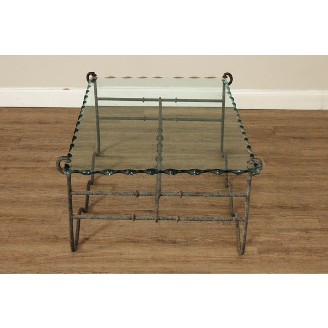 Modernist Glass Top Wrought Iron Coffee Table For Sale - Image 13 of 17