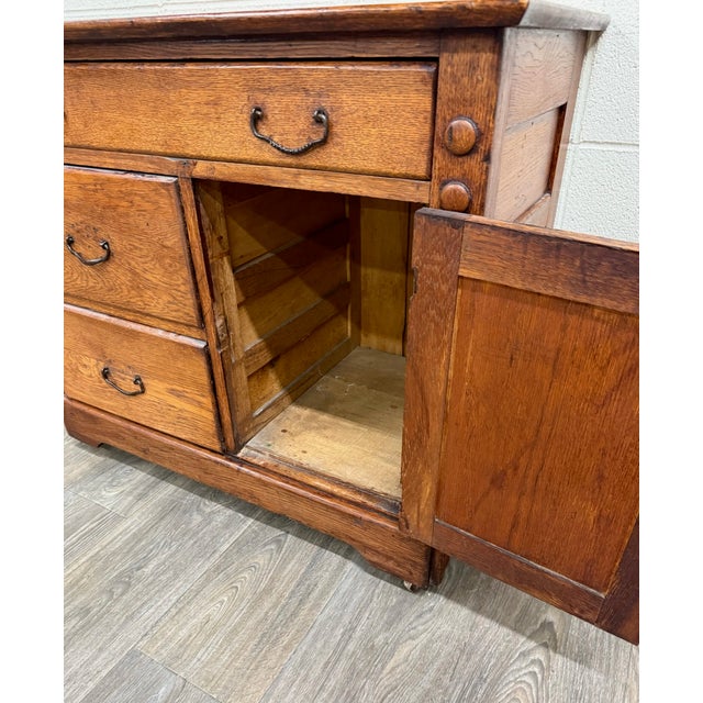 Antique Arts & Crafts Oak Washstand With Castors For Sale - Image 15 of 16