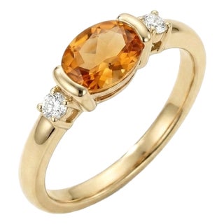 Natural Citrine Cz Ring • Dainty Stacking Gemstone Ring • November Birthstone Jewelry Us 7 For Sale