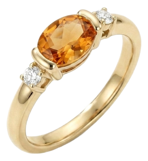 Natural Citrine Cz Ring • Dainty Stacking Gemstone Ring • November Birthstone Jewelry Us 7
