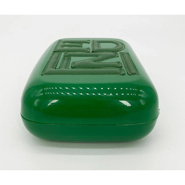 Fendi Fendi Green Logo Box Clutch For Sale - Image 4 of 11