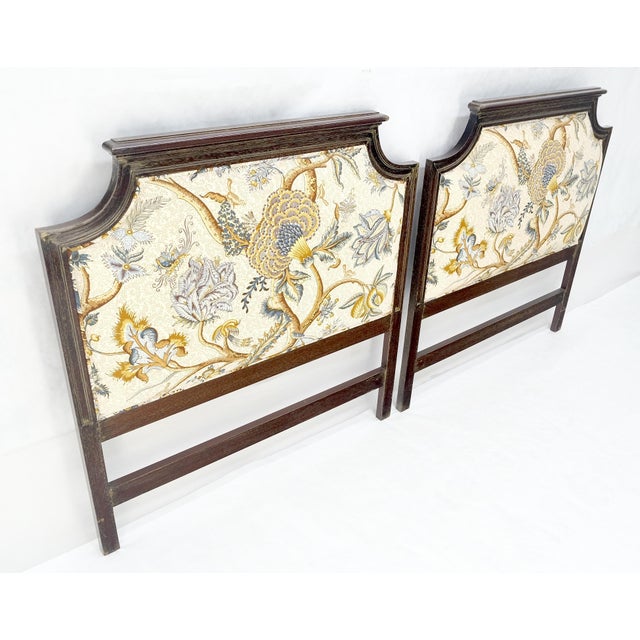 Pair of Very Fine Cerused Mahogany New Upholstery Twin Size Headboards Beds MINT For Sale - Image 15 of 18