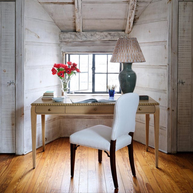 Bunny Williams Home Sienna Dining Chair in Mahogany with Cream Linen Upholstery For Sale In Charlotte - Image 6 of 8