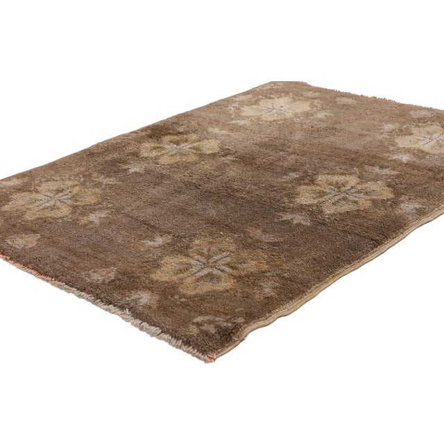 54083 Vintage Turkish Tulu Rug, 02'08 x 03'09. The Earthen Bloom: A Vintage Turkish Tulu Masterpiece of Organic Grace...