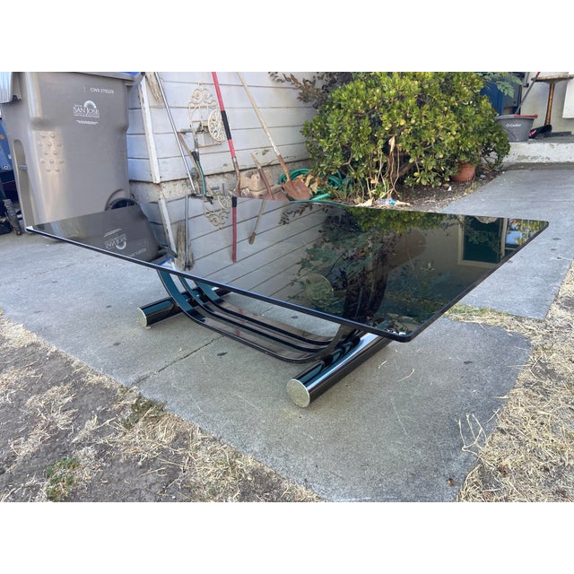 Romeo Rega Vintage Art Deco Tubular Smoked Glass Coffee Table Romeo Rega Style For Sale - Image 4 of 18