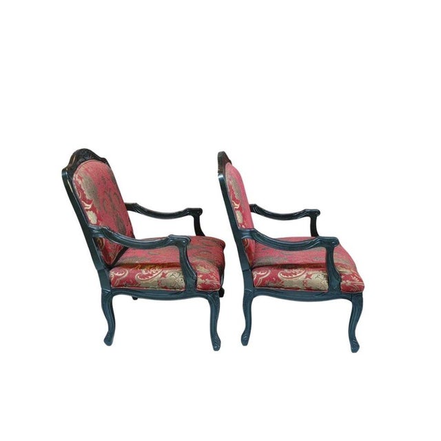 Crafted with beautifully carved wooden frames and upholstered in rich warm Paisley red fabric Perfect for a study, a...