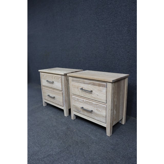 Bassett Pair of Contemporary Solid White Oak Nightstands by Vaughan-Bassett For Sale - Image 4 of 15
