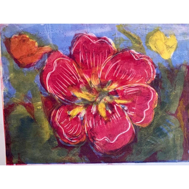 Magenta Late 20th Century Arts & Crafts Style Botanical Woodblock Print For Sale - Image 8 of 8