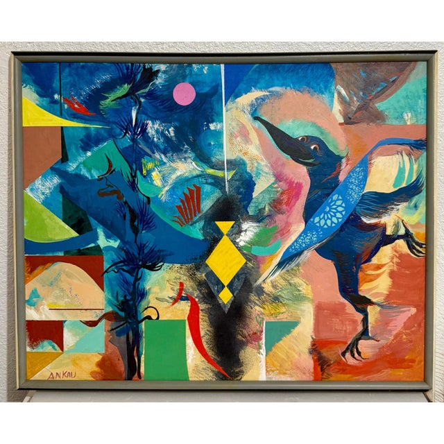 Mid 20th Century Andrene Kauffman, Andrene Kauffman Circus or Zoo Abstract Oil Painting Chicago WPA Woman Artist, c.1940's For Sale - Image 5 of 12