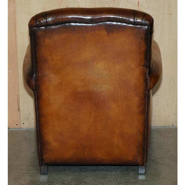 Vintage English Sofa and Chairs in Brown Leather, Set of 3 For Sale - Image 18 of 18