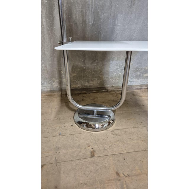Vintage Chrome Flower Stand with Two White Shelves, Czechoslovakia, 1970s For Sale - Image 11 of 12
