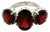 Classic 925 Silver Three Stone Prong Set Statement Ring With Red Garnet - Size 6.5 For Sale