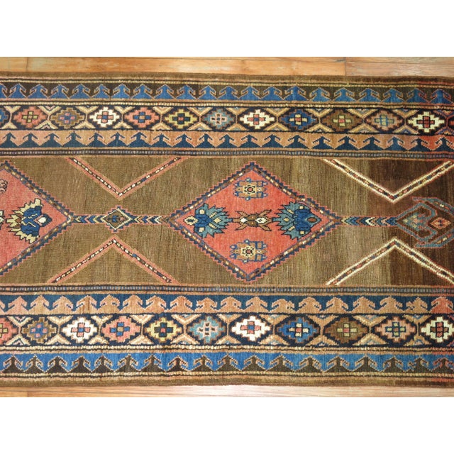 Early 20th Century Zabihi Collection Persian Bakshaish Serab Tribal Runner - 3'6" x 11'9" For Sale - Image 9 of 10