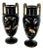 Late 19th Century French Aesthetic Movement Enameled Bird Motif Black & Gold Vases - a Pair For Sale