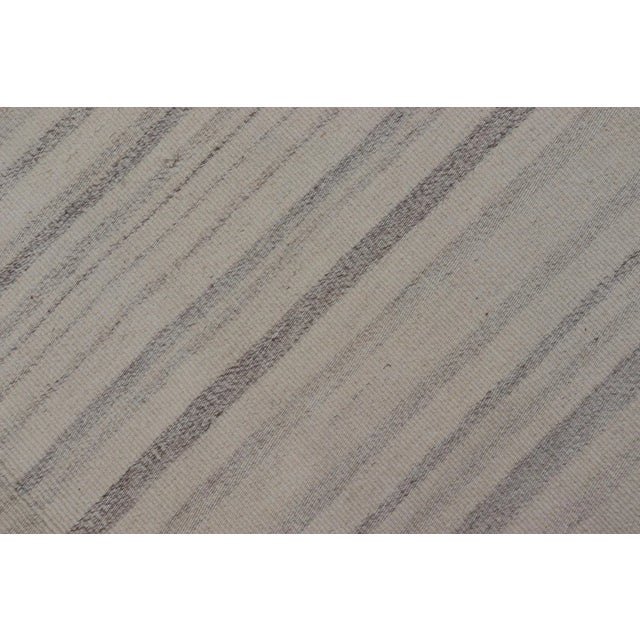Vintage Hand Woven Turkish Paneled Kilim in Off White and Light Gray For Sale - Image 11 of 11