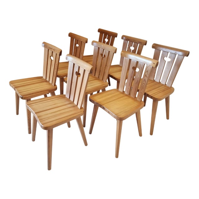 Scandinavian Modern Pine Chairs by Göran Malmvall for Karl Andersson & Söner, 1890s, Set of 8 For Sale