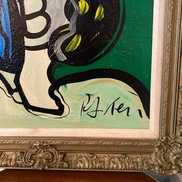 Abstract 1960s Cubic Abstract Face Portrait Painting by Peter Keil, Framed For Sale - Image 3 of 12