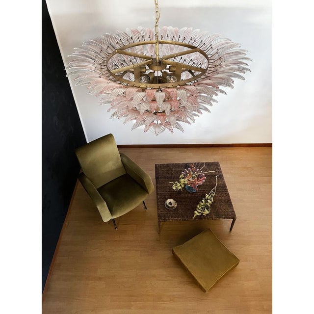 Pink Palmette Ceiling Light Four Levels with 163 Pink and Trasparent Glasses, 1990s For Sale - Image 8 of 18
