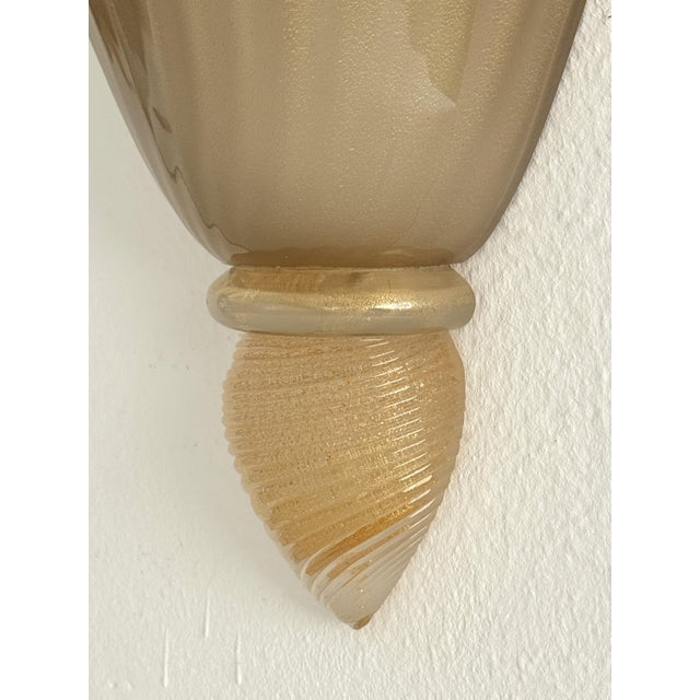 Barovier & Toso Large Italian Murano Glass Wall Sconces, 1970s, Set of 2 For Sale - Image 4 of 16