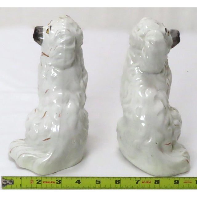 Nice Small Size Original Matched Pair of Antique English Staffordshire Pottery Dogs / Spaniels - Circa 1870s For Sale - Image 10 of 13