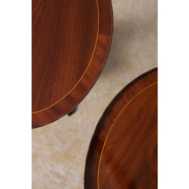 Pair English Mahogany Side Tables With Scalloped Lip (C. 1930) For Sale - Image 9 of 11