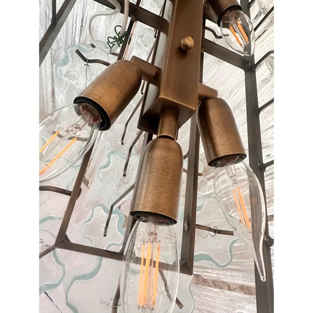 Contemporary Rectangular Tronchi Murano Glass Burnished Chandelier by Simoeng For Sale - Image 3 of 10