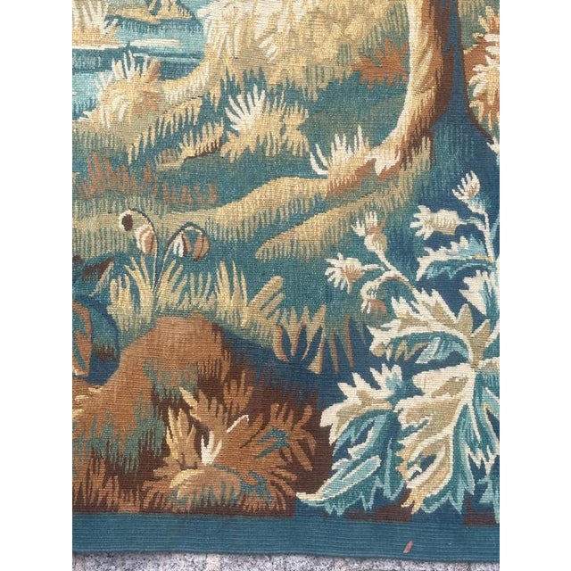 Blue Mid-Century Handwoven Wool Aubusson Tapestry, 1970s For Sale - Image 8 of 18