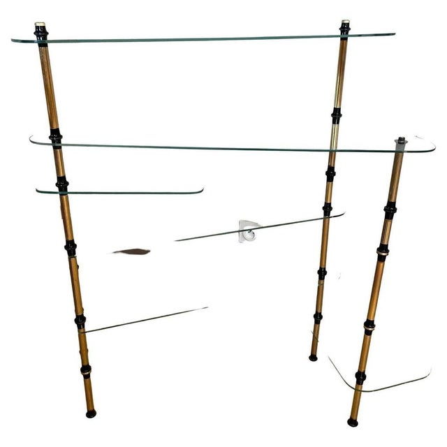 Vintage Glass and Brass Shelf on Base, 1960s For Sale - Image 13 of 13