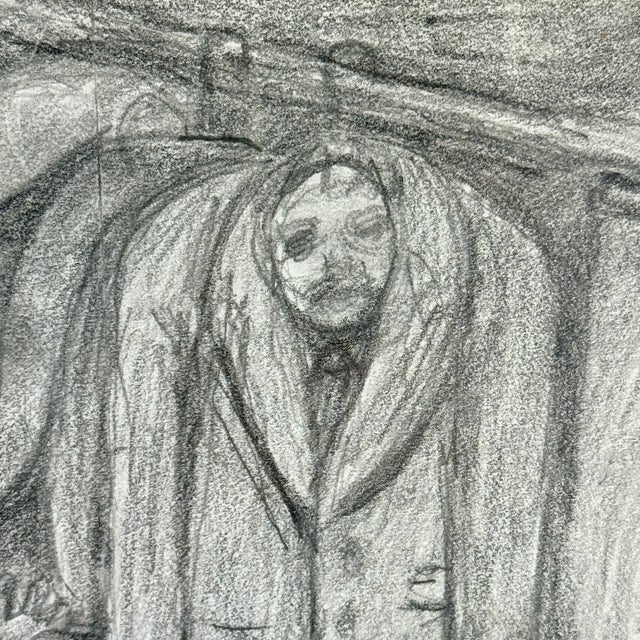 Original Vintage New York Artist Eugene Arcieri Mid 20th C. Pencil Illustration, Framed & Signed For Sale - Image 4 of 7