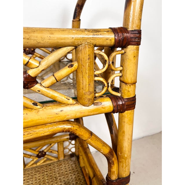 Wood Vintage Brighton Bamboo Rattan Bar Cart For Sale - Image 7 of 12