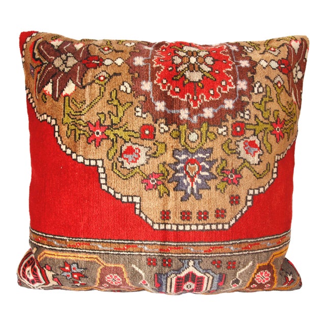 Turkish Handmade Rug Pillow Cushion Cover 26'' X 28'' For Sale