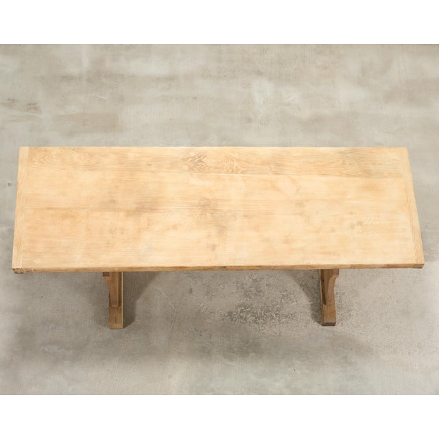 Country French Bleached Oak Farmhouse Trestle Dining Table 8 Ft For Sale - Image 4 of 18