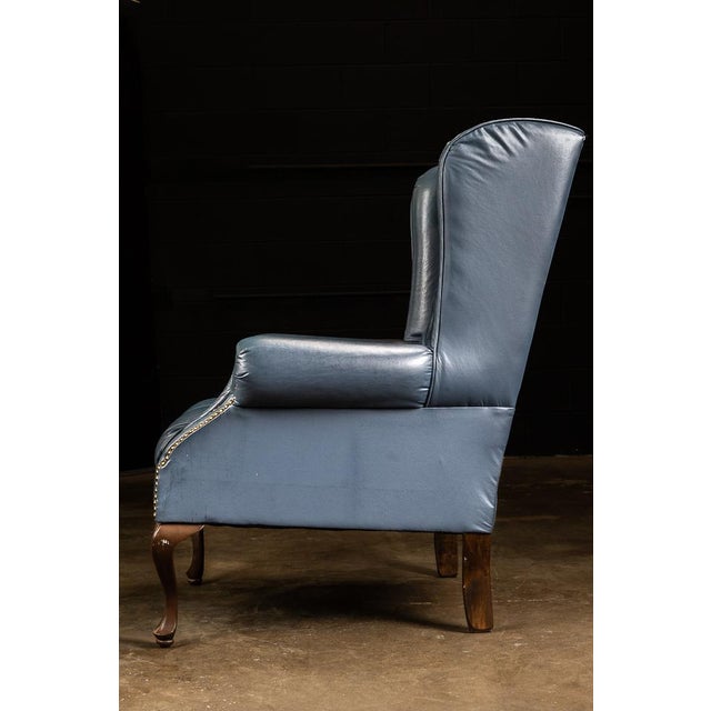 Vintage Tufted Leather Chesterfield Armchair in Powder Blue For Sale In Chicago - Image 6 of 6