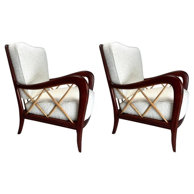 Brown Mid-Century Armchairs in the style of Paolo Buffa, Italy, 1950s, Set of 2 For Sale - Image 8 of 8