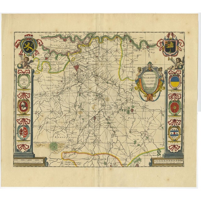 Antique Map of the Dutch Province of Noord-Brabant, 1640s For Sale