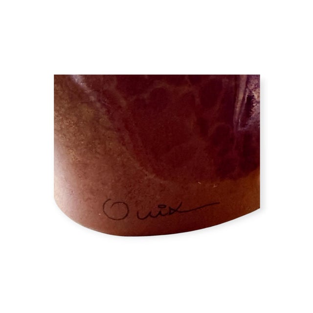 Mid-Century Modern Studio Pottery Frog Sculpture in Amber Glaze by Ouix, 1960s For Sale - Image 6 of 8