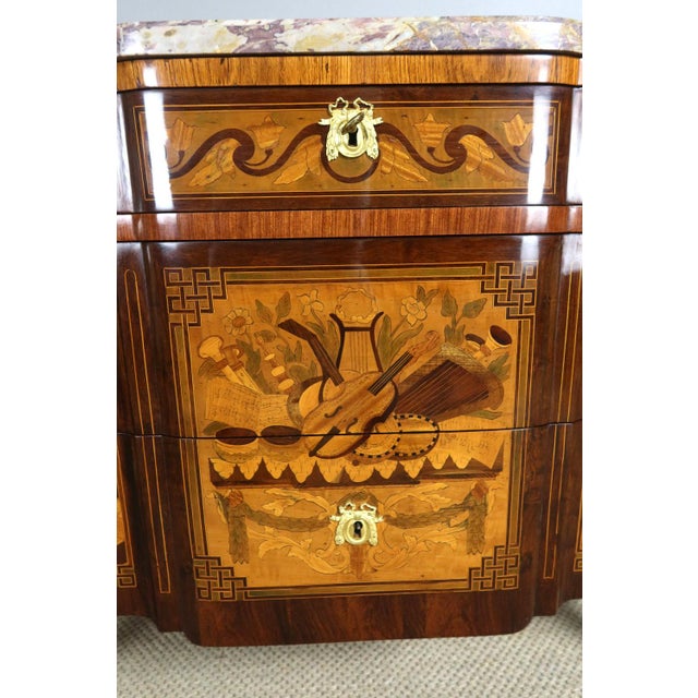 Transitional marquetry commode beautiful transition style marquetry chest of drawers opening with three large drawers, two...