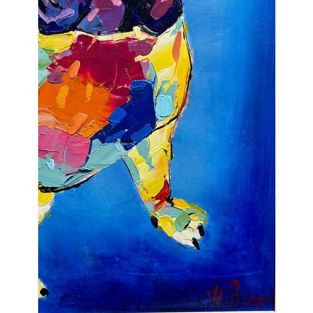 Wood W Biaggi French Bulldog Painting. Large and Colorful. For Sale - Image 7 of 10