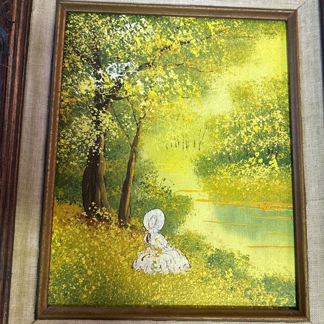1960’s original impressionist woman sitting by stream landscape painting. Measures 8x10 or 15.5x17.5 framed. Check out my...