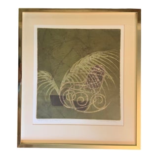 1970’s Floating Framed Textile “Bentwood and Palms” Batik Art Signed For Sale