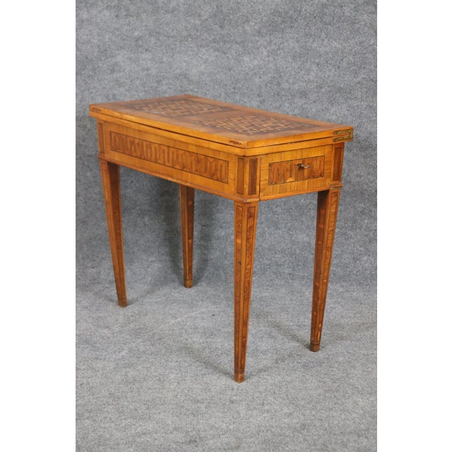 Rare Italian Inlaid 18th Century Olivewood and Rosewood Games Table Circa 1780 For Sale - Image 10 of 12