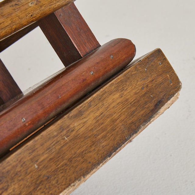 Brown Italian Art Deco Accent Stool with Red Cushion, 1960s For Sale - Image 8 of 10